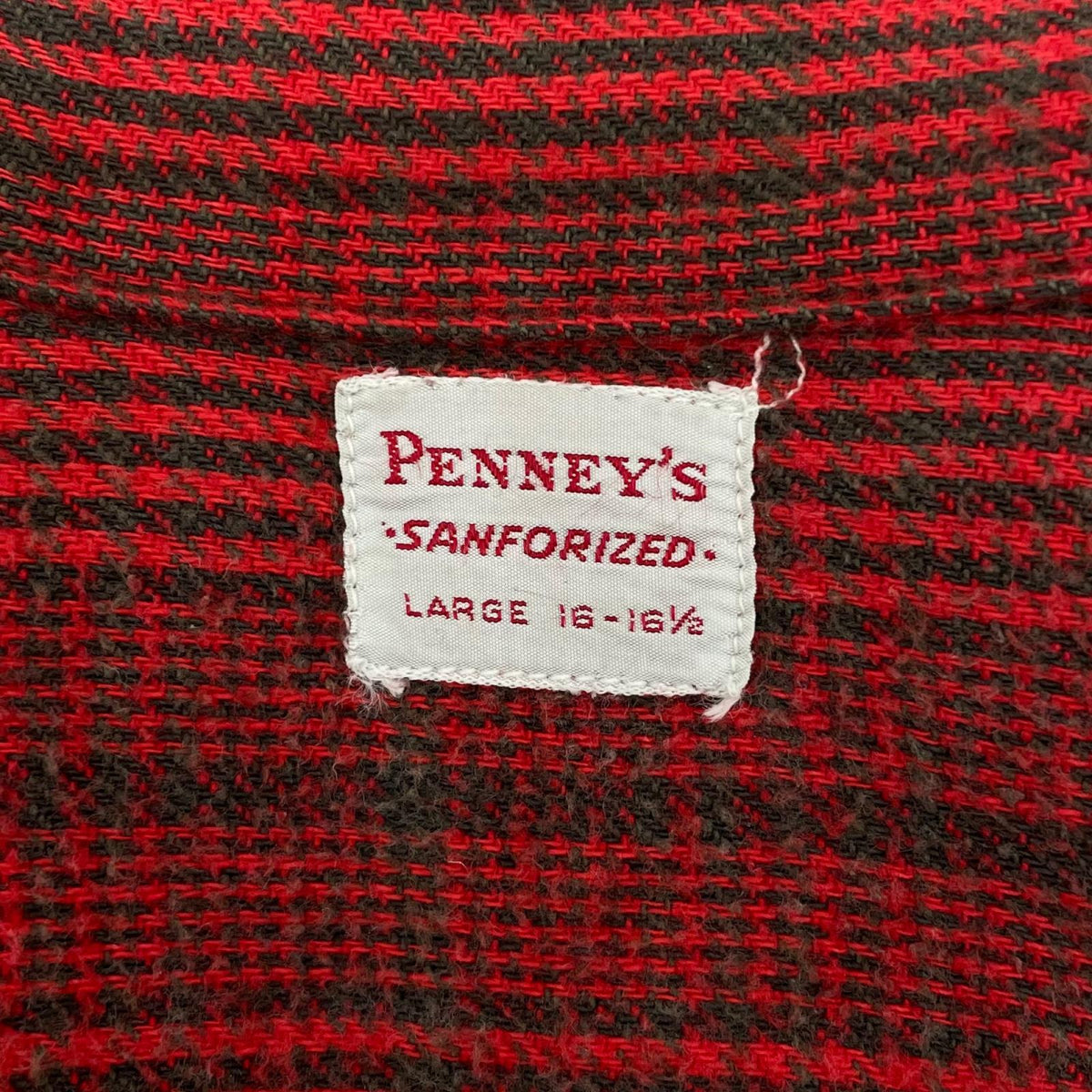 【中古】VINTAGE | ビンテージ　PENNEY'S チェック柄長袖シャツ ヘビーネルシャツ/CPOシャツ　レッド×ブラック サイズ：L【尾張小牧店】