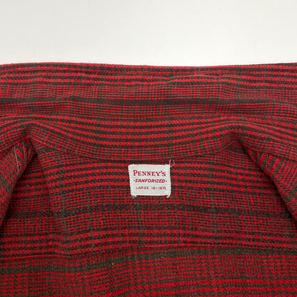 【中古】VINTAGE | ビンテージ　PENNEY'S チェック柄長袖シャツ ヘビーネルシャツ/CPOシャツ　レッド×ブラック サイズ：L【尾張小牧店】