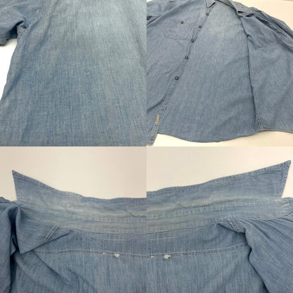 【中古】VINTAGE | ビンテージ　50S　ダブルステッチ シャンブレーシャツ 長袖シャツ ブルー【尾張小牧店】