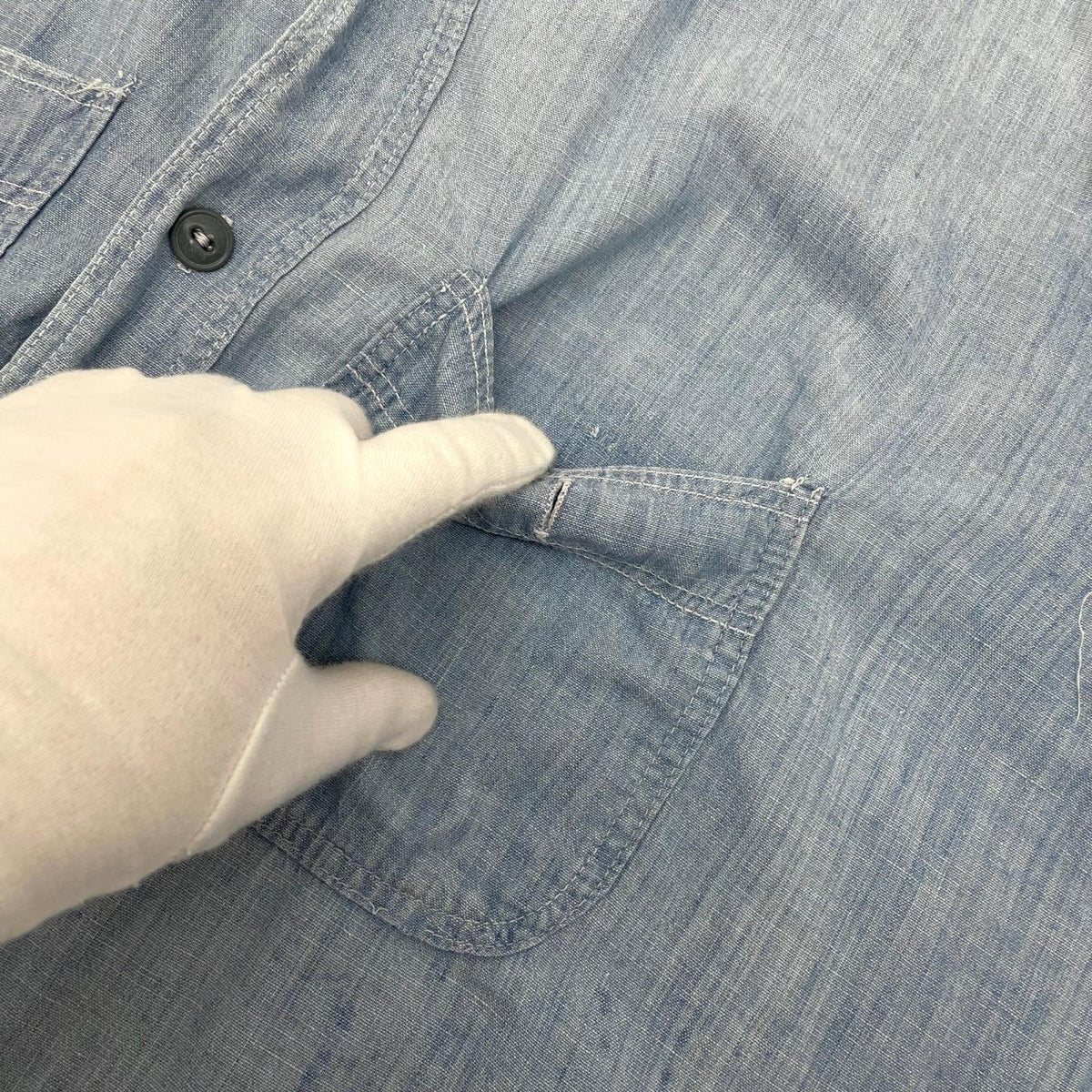 【中古】VINTAGE | ビンテージ　50S　ダブルステッチ シャンブレーシャツ 長袖シャツ ブルー【尾張小牧店】