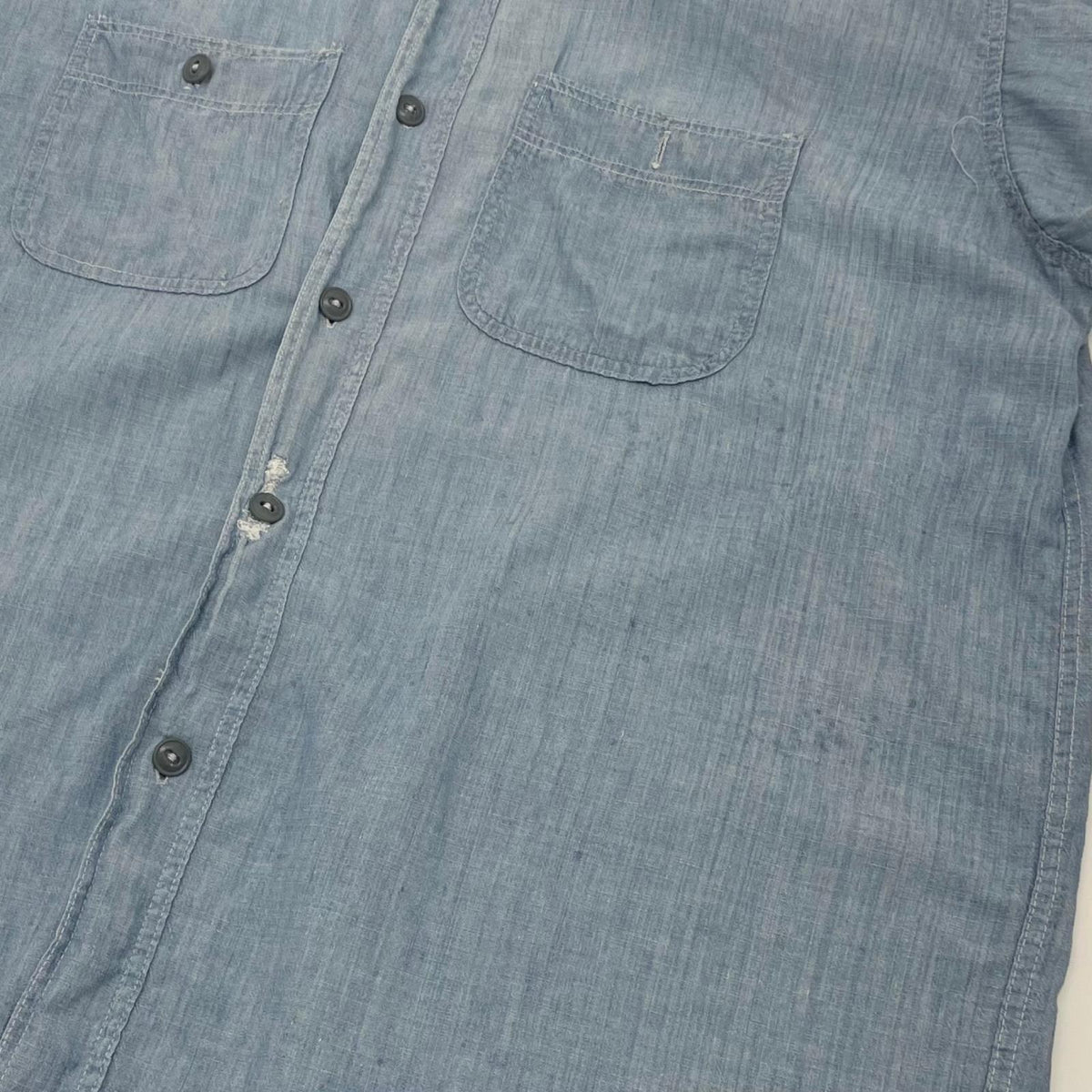 【中古】VINTAGE | ビンテージ　50S　ダブルステッチ シャンブレーシャツ 長袖シャツ ブルー【尾張小牧店】