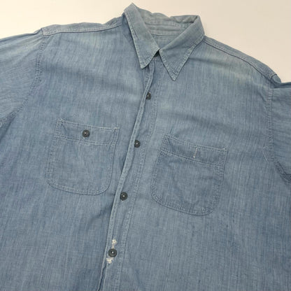 【中古】VINTAGE | ビンテージ　50S　ダブルステッチ シャンブレーシャツ 長袖シャツ ブルー【尾張小牧店】