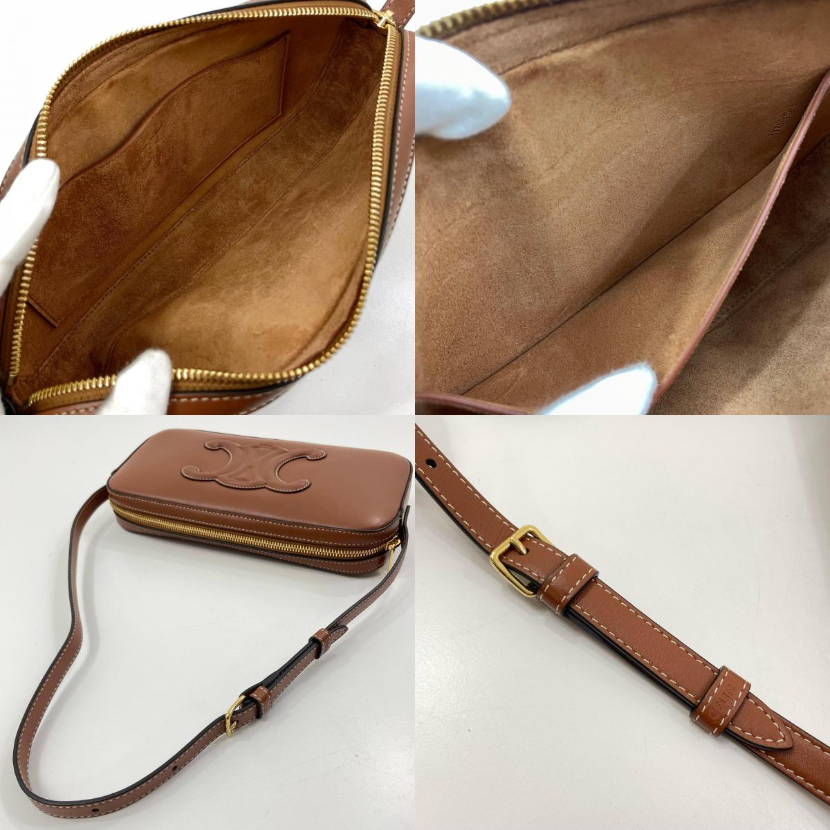 【中古】CELINE | セリーヌ 　キュイルトリオンフ カメラバック ショルダーバッグ ボディバッグ ブラウン【尾張小牧店】