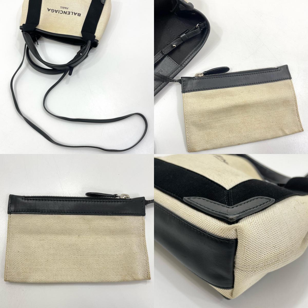 【中古】BALENCIAGA | バレンシアガ カバスXS キャンバス 2way ハンドバッグ ショルダーバッグ 390346 ホワイト×ブラック【尾張小牧店】