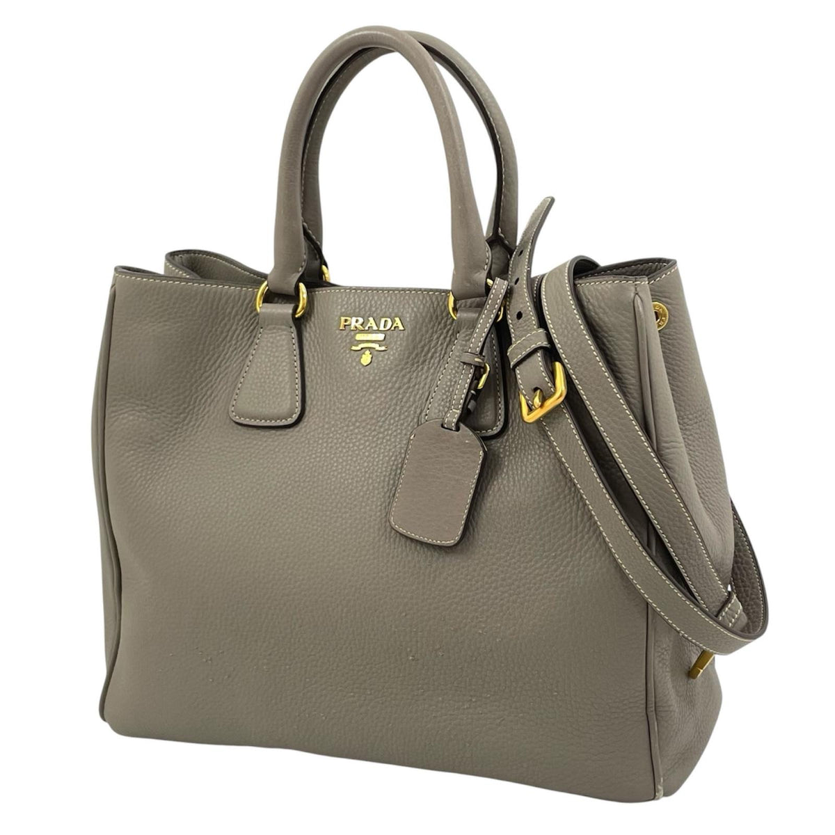 【中古】PRADA | プラダ ヴィッテロダイノ 2way ハンドバッグ ショルダーバッグ グレー【尾張小牧店】