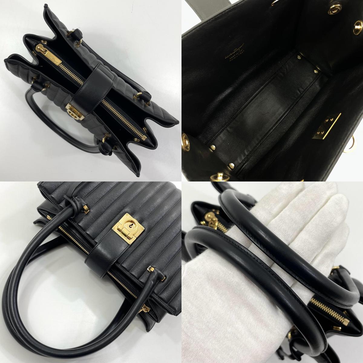 【中古】Salvatore Ferragamo | サルヴァトーレフェラガモ ガンチーニ ジュリエット ハンドバッグ AU-21/F204 ブラック【尾張小牧店】