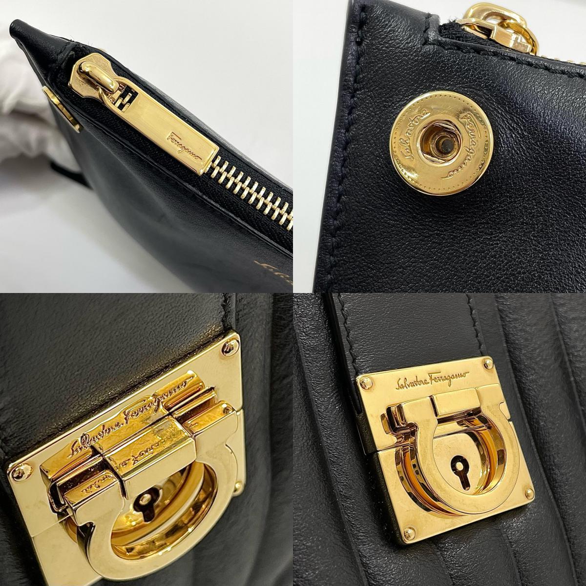 【中古】Salvatore Ferragamo | サルヴァトーレフェラガモ ガンチーニ ジュリエット ハンドバッグ AU-21/F204 ブラック【尾張小牧店】