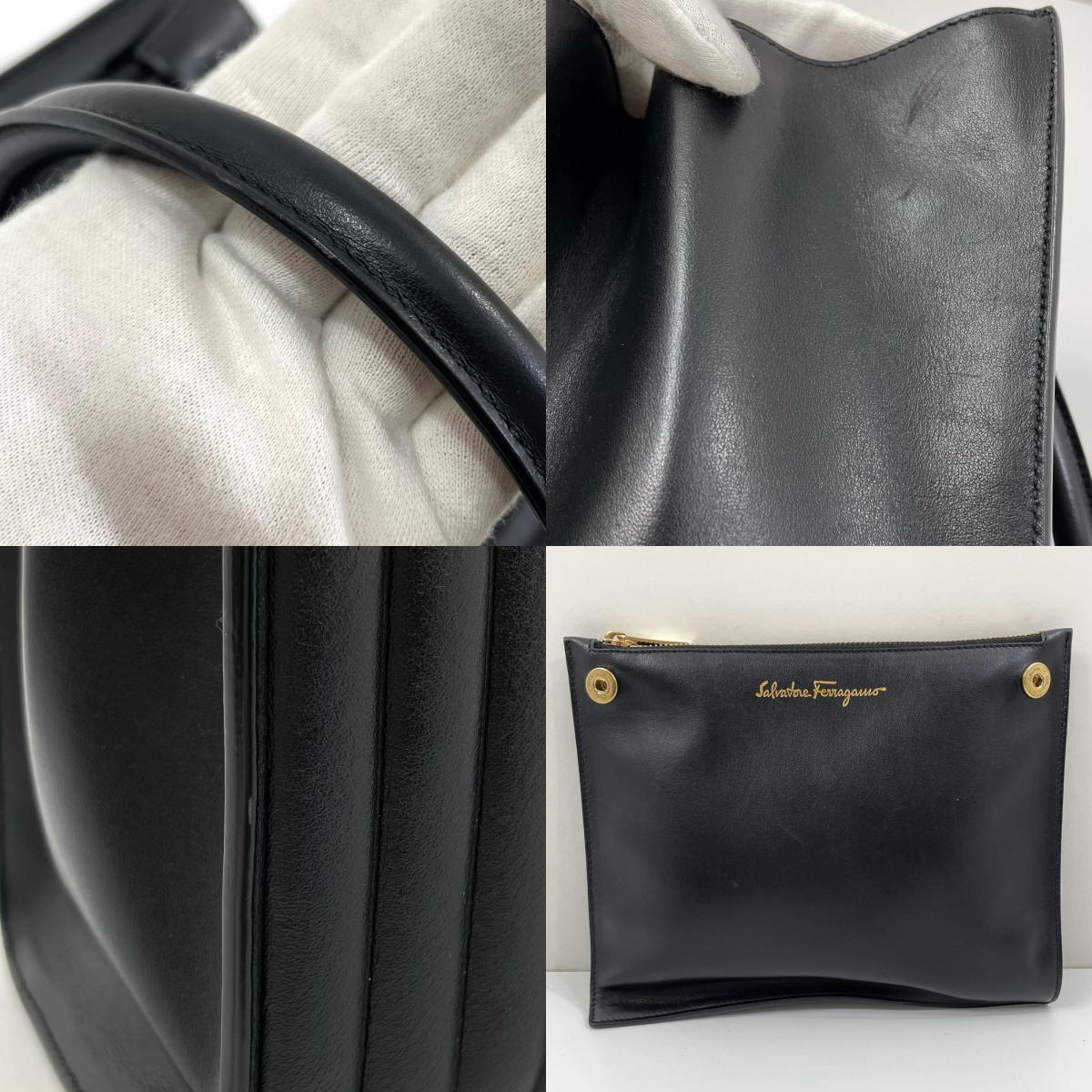 【中古】Salvatore Ferragamo | サルヴァトーレフェラガモ ガンチーニ ジュリエット ハンドバッグ AU-21/F204 ブラック【尾張小牧店】