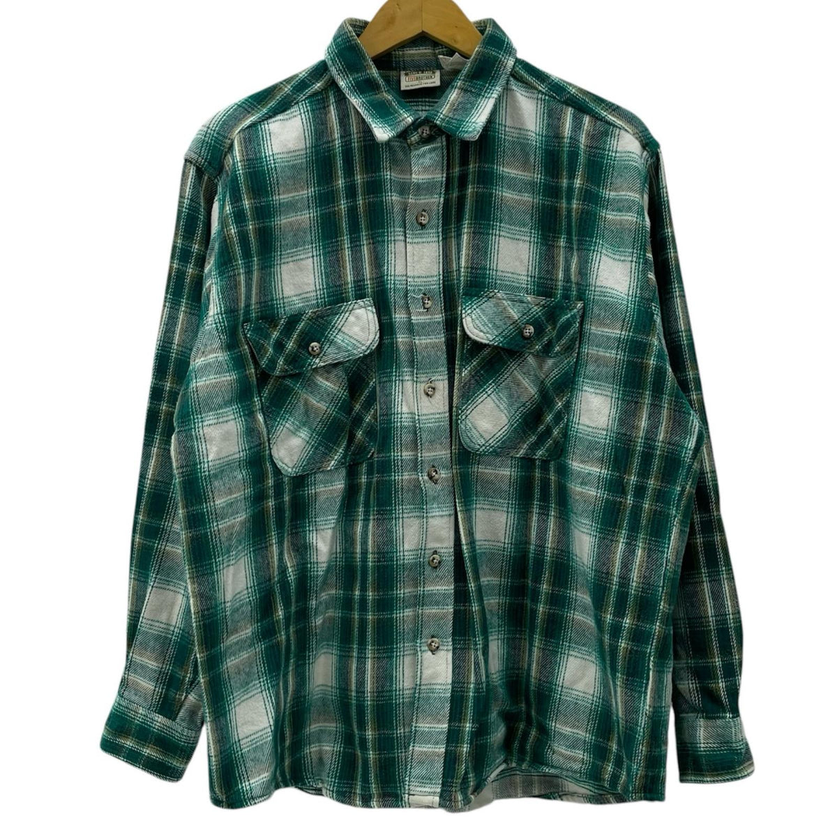 【中古】FIVE BROTHER | ファイブブラザー　90s チェック柄長袖シャツ ヘビーネルシャツ/CPOシャツ　グリーン サイズ：XL【尾張小牧店】