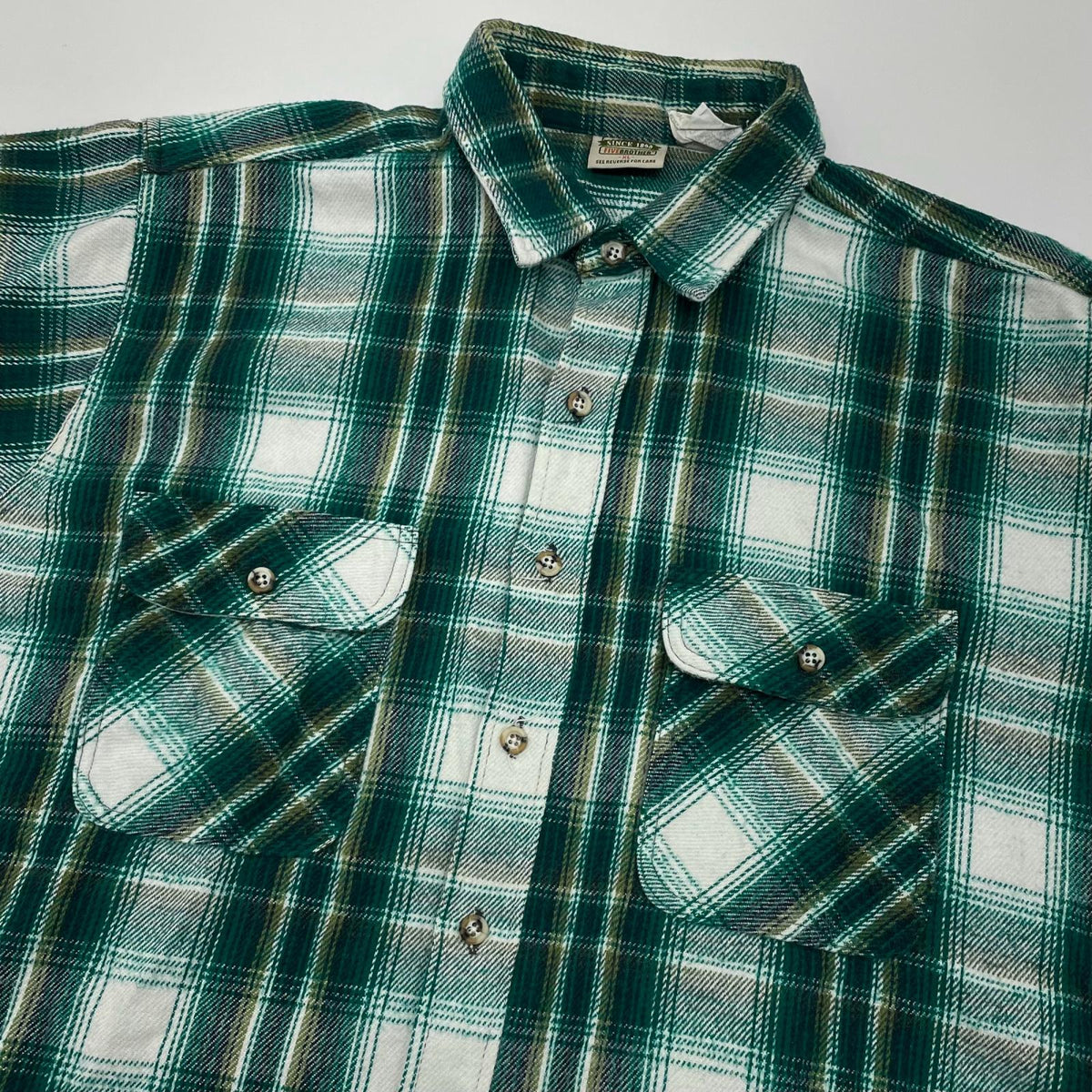 【中古】FIVE BROTHER | ファイブブラザー　90s チェック柄長袖シャツ ヘビーネルシャツ/CPOシャツ　グリーン サイズ：XL【尾張小牧店】