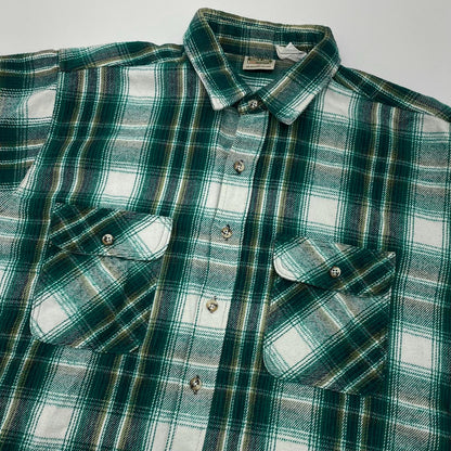 【中古】FIVE BROTHER | ファイブブラザー　90s チェック柄長袖シャツ ヘビーネルシャツ/CPOシャツ　グリーン サイズ：XL【尾張小牧店】