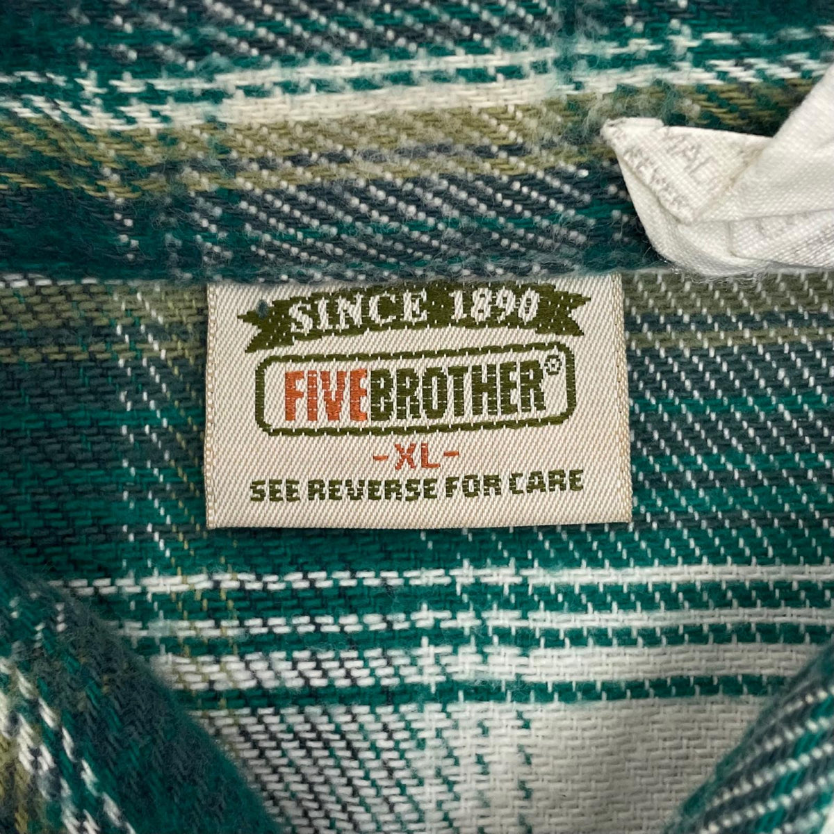 【中古】FIVE BROTHER | ファイブブラザー　90s チェック柄長袖シャツ ヘビーネルシャツ/CPOシャツ　グリーン サイズ：XL【尾張小牧店】