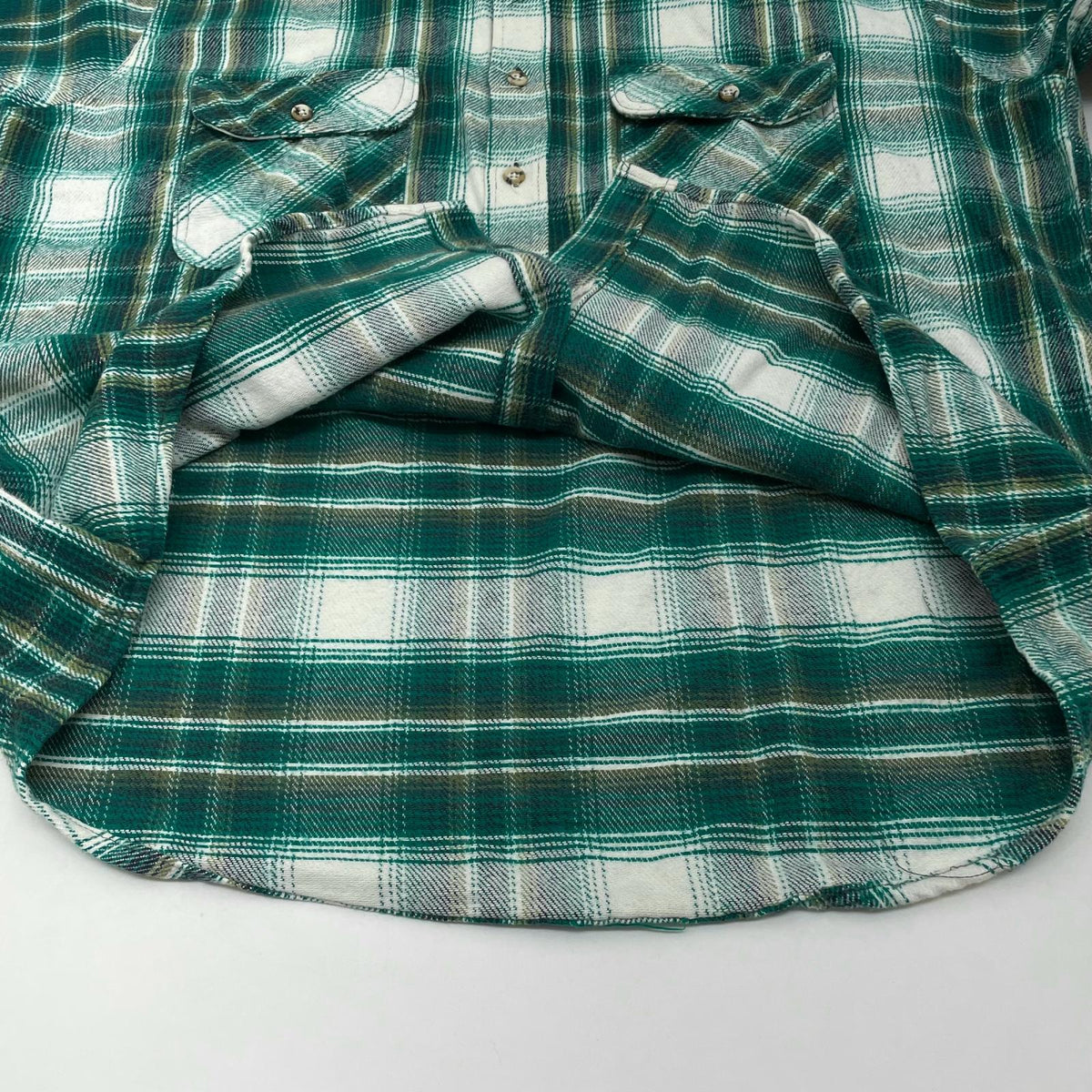 【中古】FIVE BROTHER | ファイブブラザー　90s チェック柄長袖シャツ ヘビーネルシャツ/CPOシャツ　グリーン サイズ：XL【尾張小牧店】