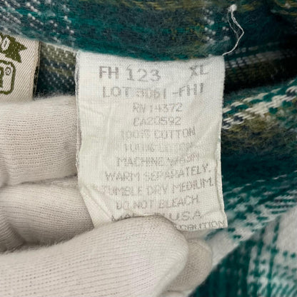 【中古】FIVE BROTHER | ファイブブラザー　90s チェック柄長袖シャツ ヘビーネルシャツ/CPOシャツ　グリーン サイズ：XL【尾張小牧店】
