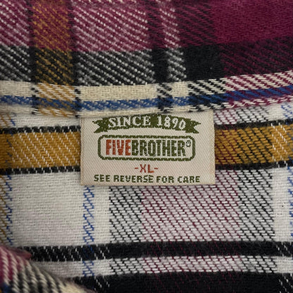 【中古】FIVE BROTHER | ファイブブラザー　90s チェック柄長袖シャツ ヘビーネルシャツ/CPOシャツ　マルチカラー サイズ：XL【尾張小牧店】