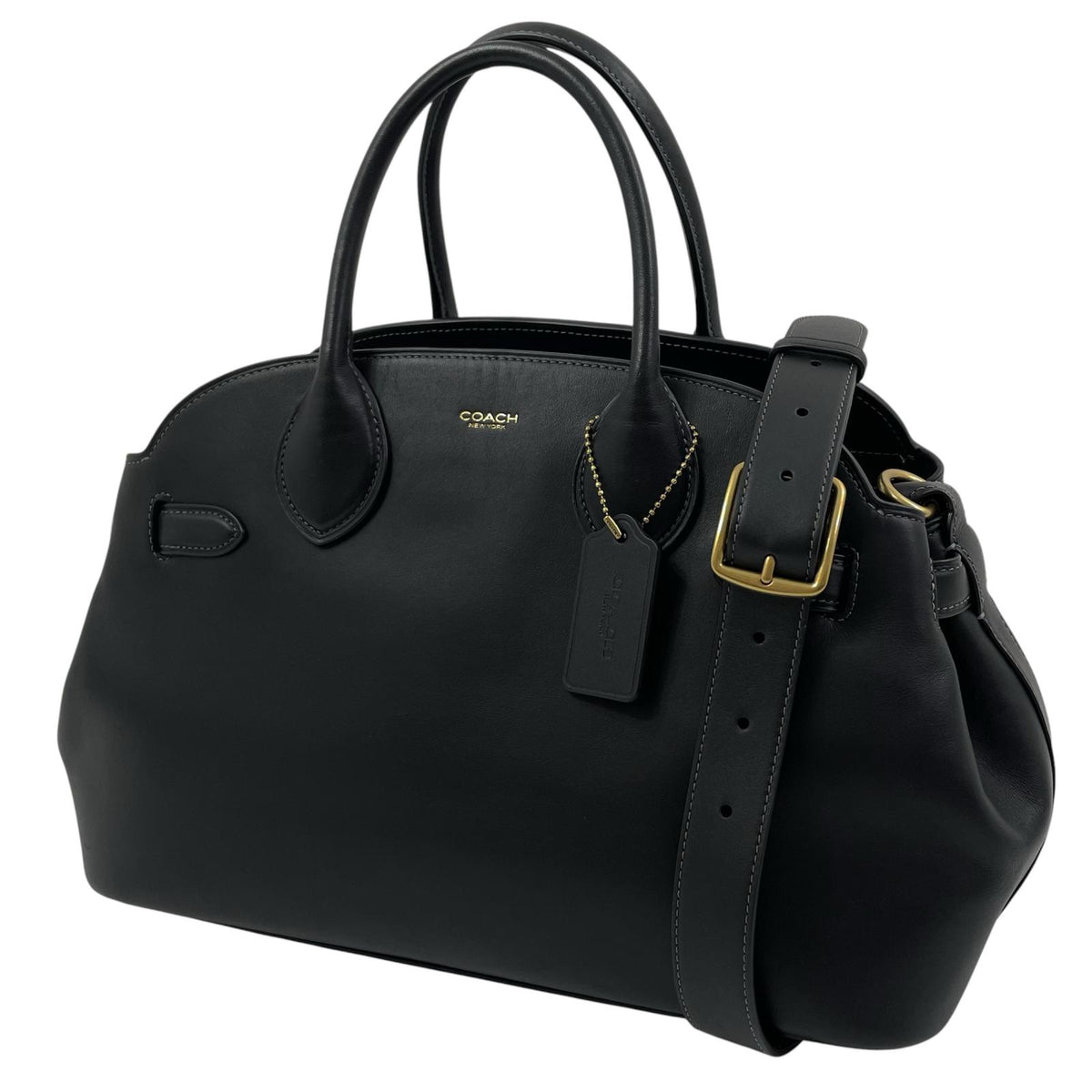 【中古】COACH | コーチ エンパイアキャリーオール35 グラブタン・レザー 2way ハンドバッグ ショルダーバッグ CU043 ブラック【尾張小牧店】