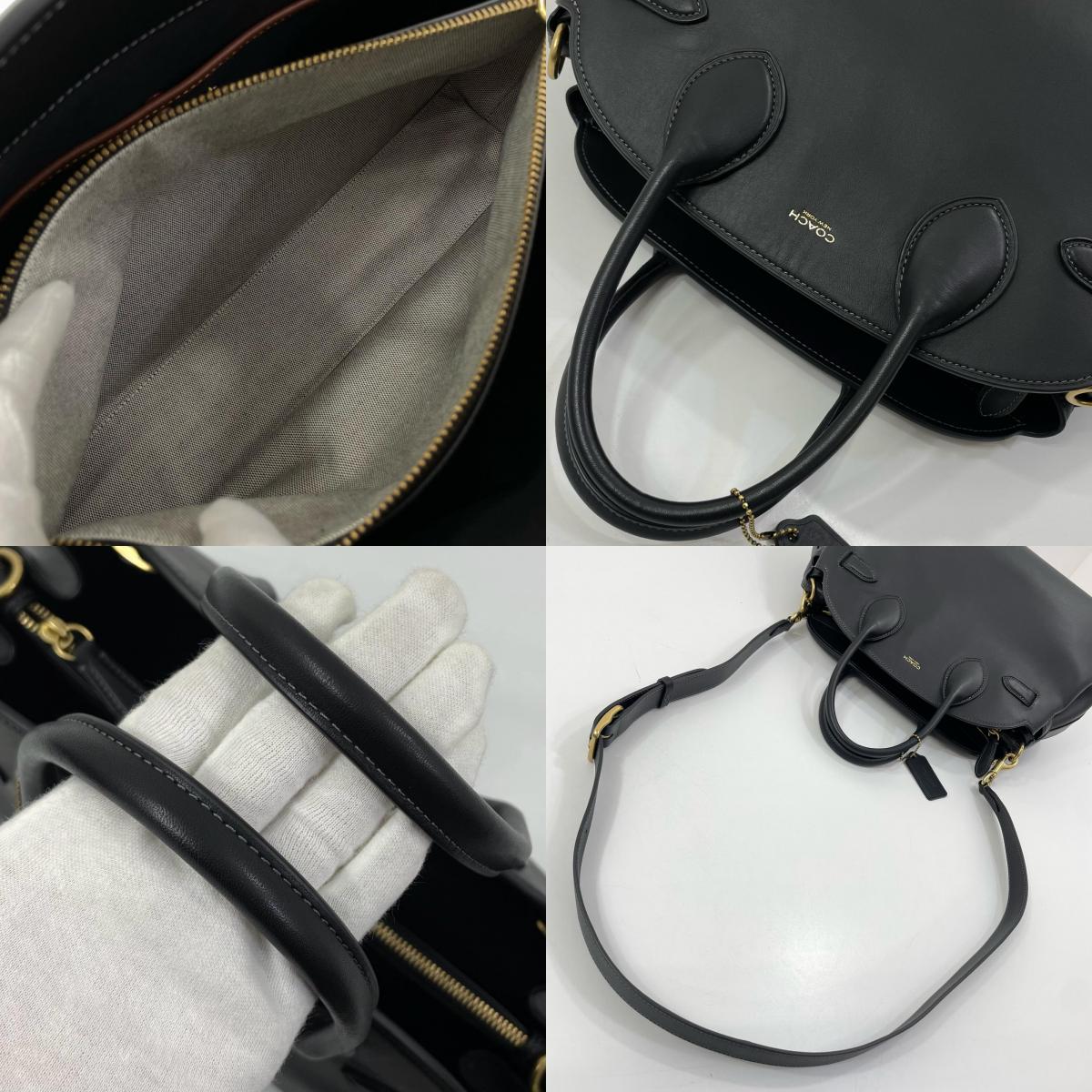 【中古】COACH | コーチ エンパイアキャリーオール35 グラブタン・レザー 2way ハンドバッグ ショルダーバッグ CU043 ブラック【尾張小牧店】