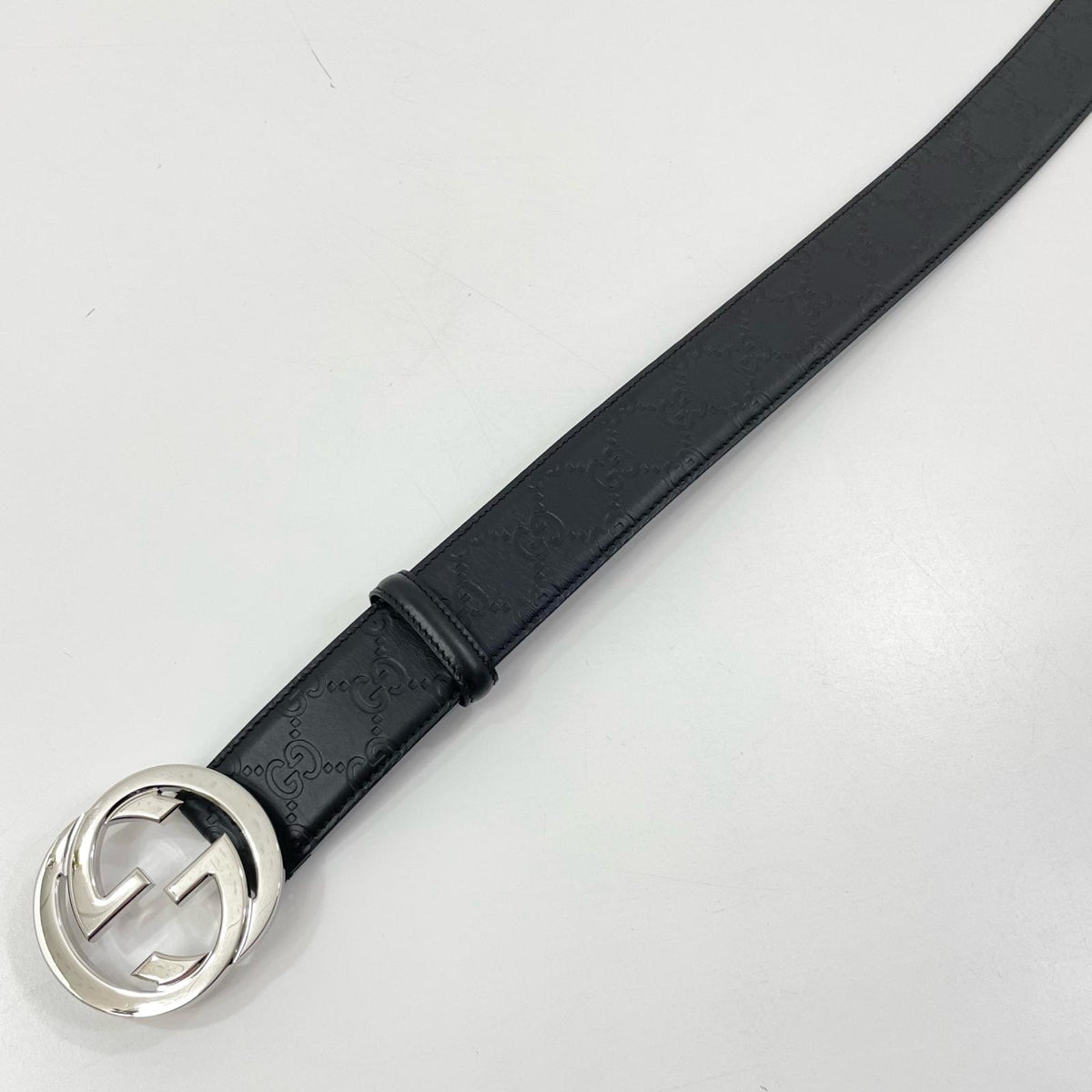 【中古】GUCCI | グッチ インターロッキングG ベルト ブラック グッチ シグネチャー レザー 411924 ブラック【尾張小牧店】