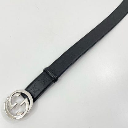 【中古】GUCCI | グッチ インターロッキングG ベルト ブラック グッチ シグネチャー レザー 411924 ブラック【尾張小牧店】