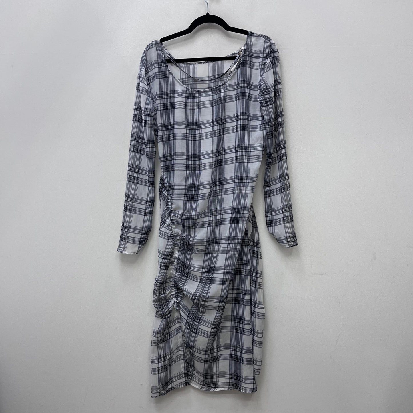 :knuth marf whitecheckered asymmetry sheer long one piece ワンピース KM24SA09【加古川店】
