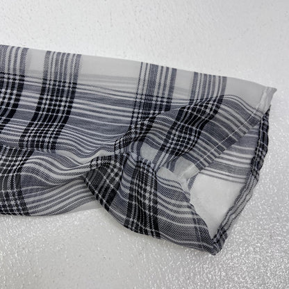 :knuth marf whitecheckered asymmetry sheer long one piece ワンピース KM24SA09【加古川店】