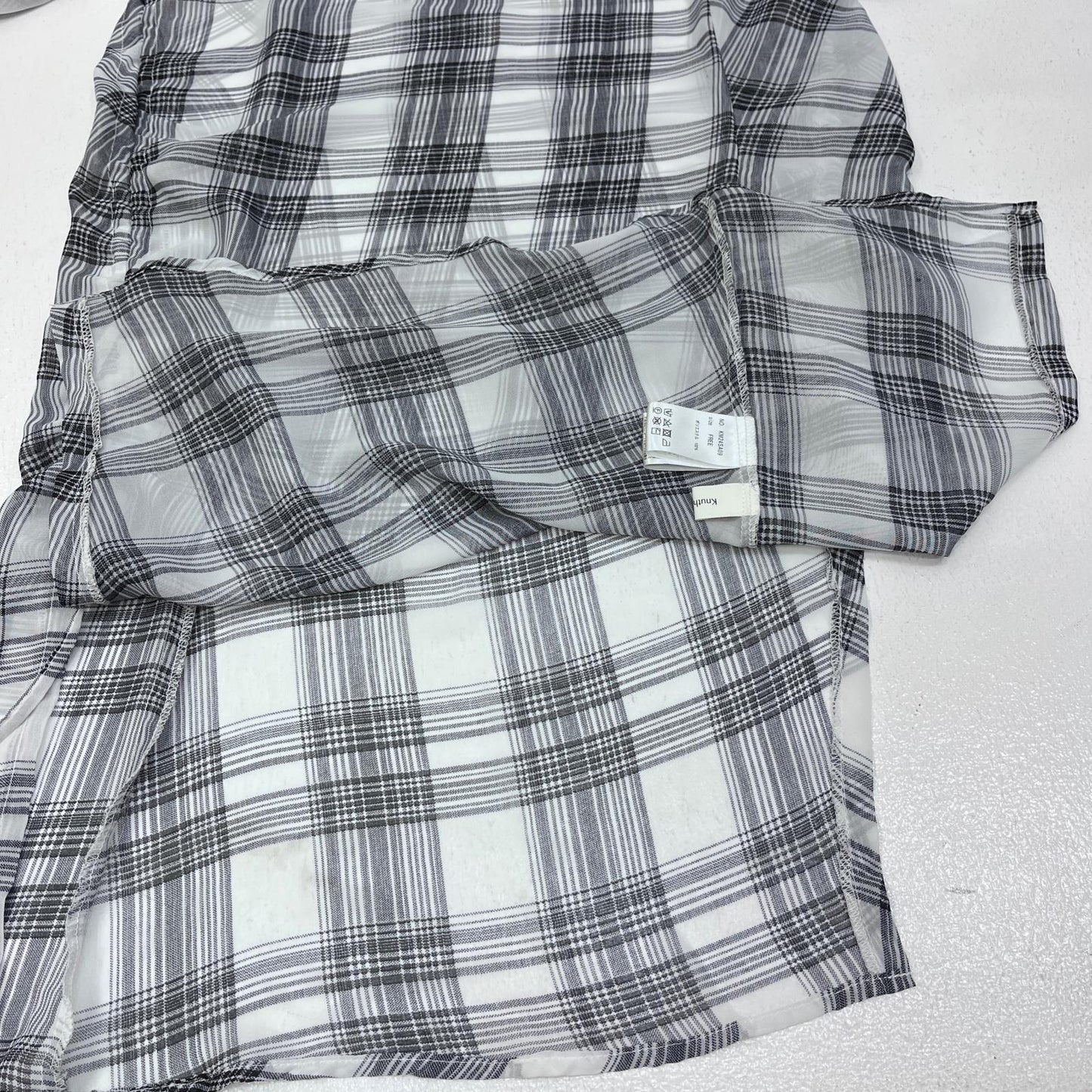:knuth marf whitecheckered asymmetry sheer long one piece ワンピース KM24SA09【加古川店】