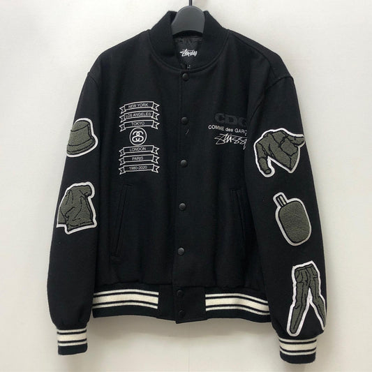 STUSSY | ステューシー ×COMME des GARCONS　40th Anniversary VARSITY JACKET スタジャン ブラック サイズ：S【加古川店】