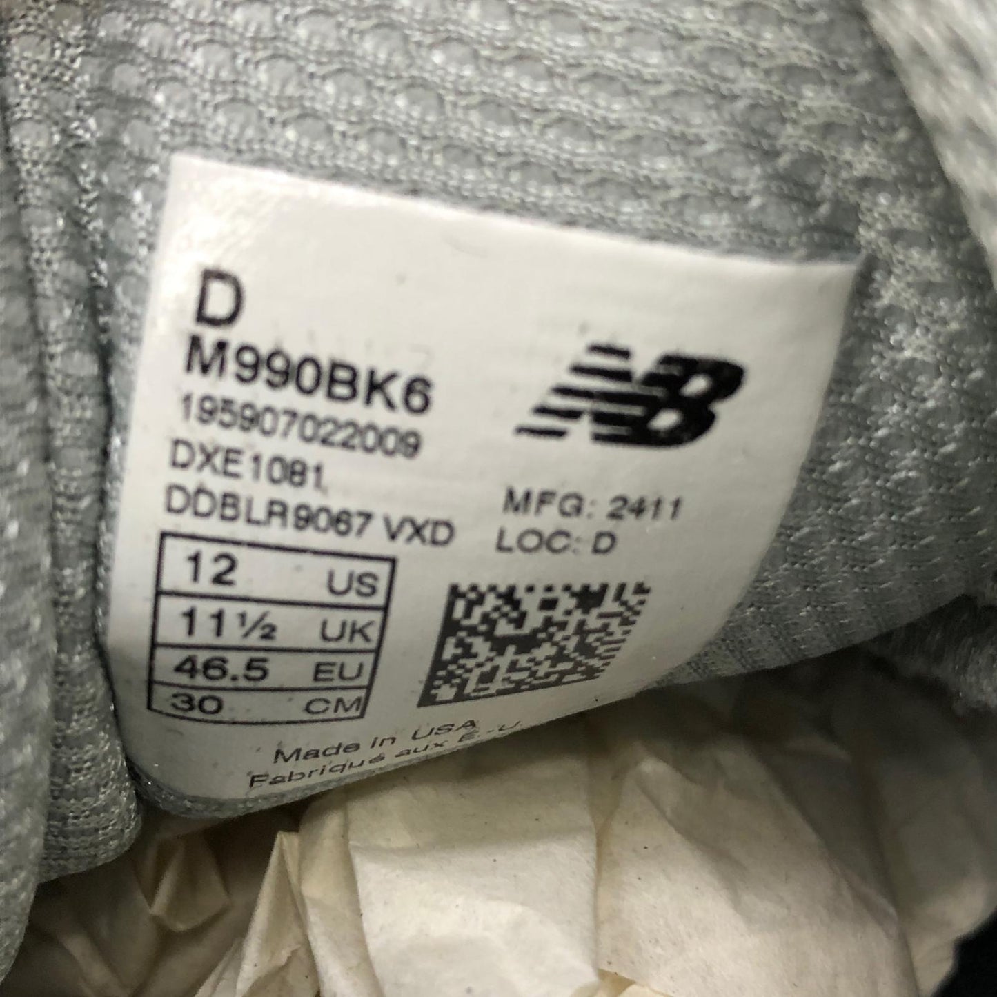 NEW BALANCE | ニューバランス スニーカー M990BK6 ブラック 30cm【加古川店】