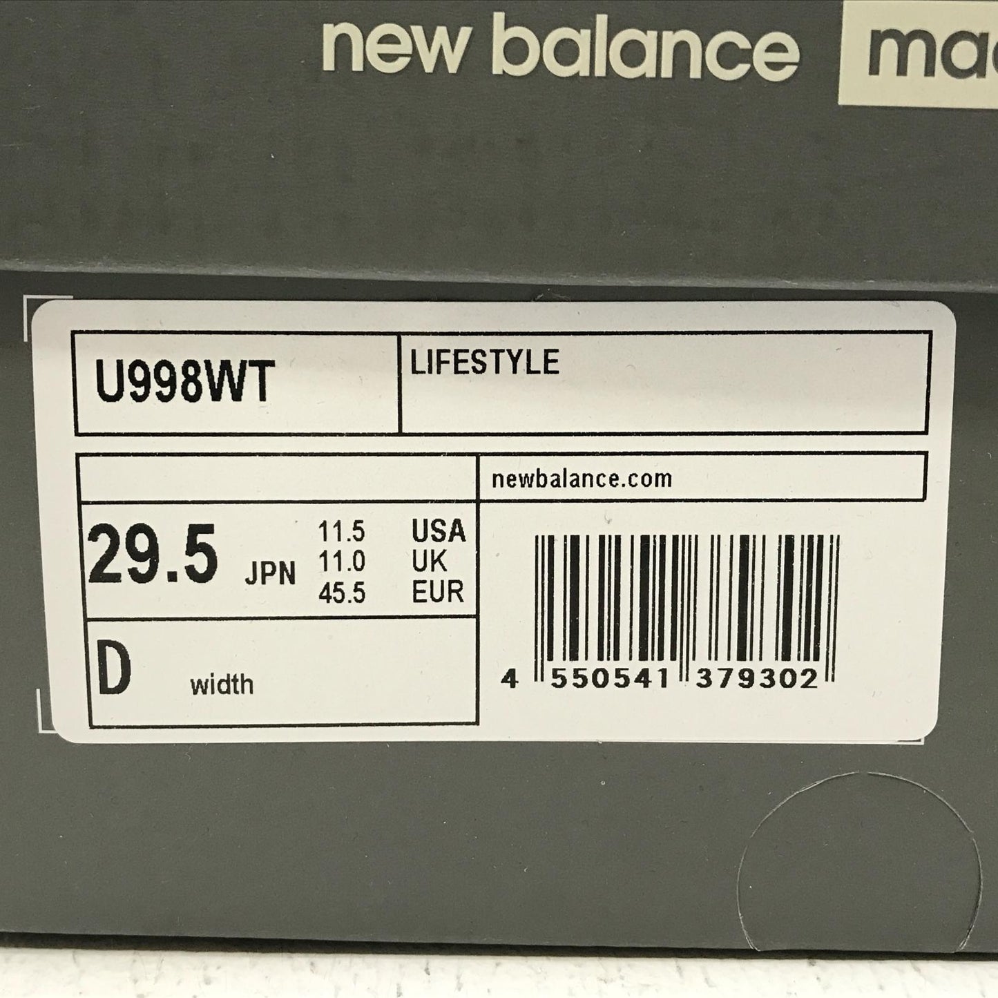 NEW BALANCE | ニューバランス LOT:998:x WTAPS スニーカー U998WT グレー【加古川店】