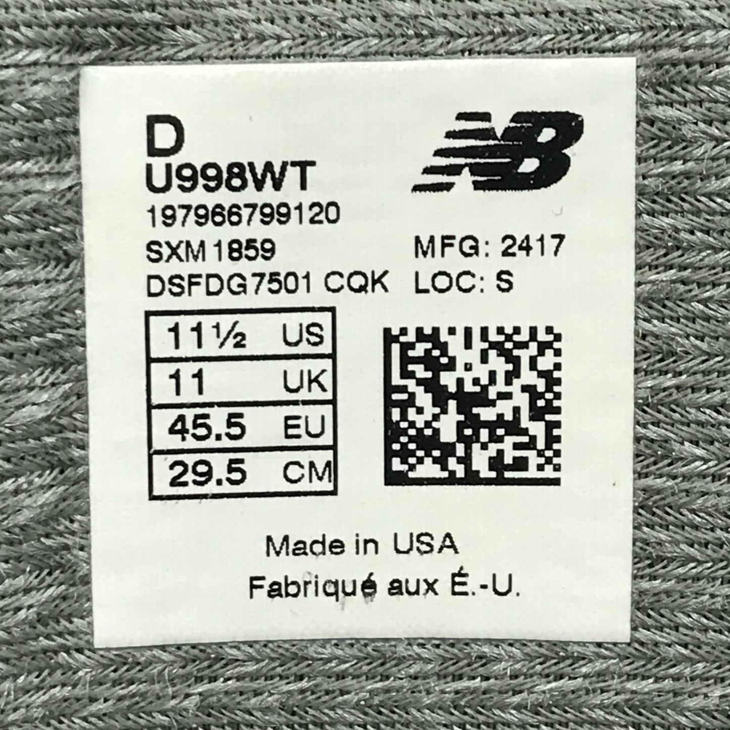 NEW BALANCE | ニューバランス LOT:998:x WTAPS スニーカー U998WT グレー【加古川店】