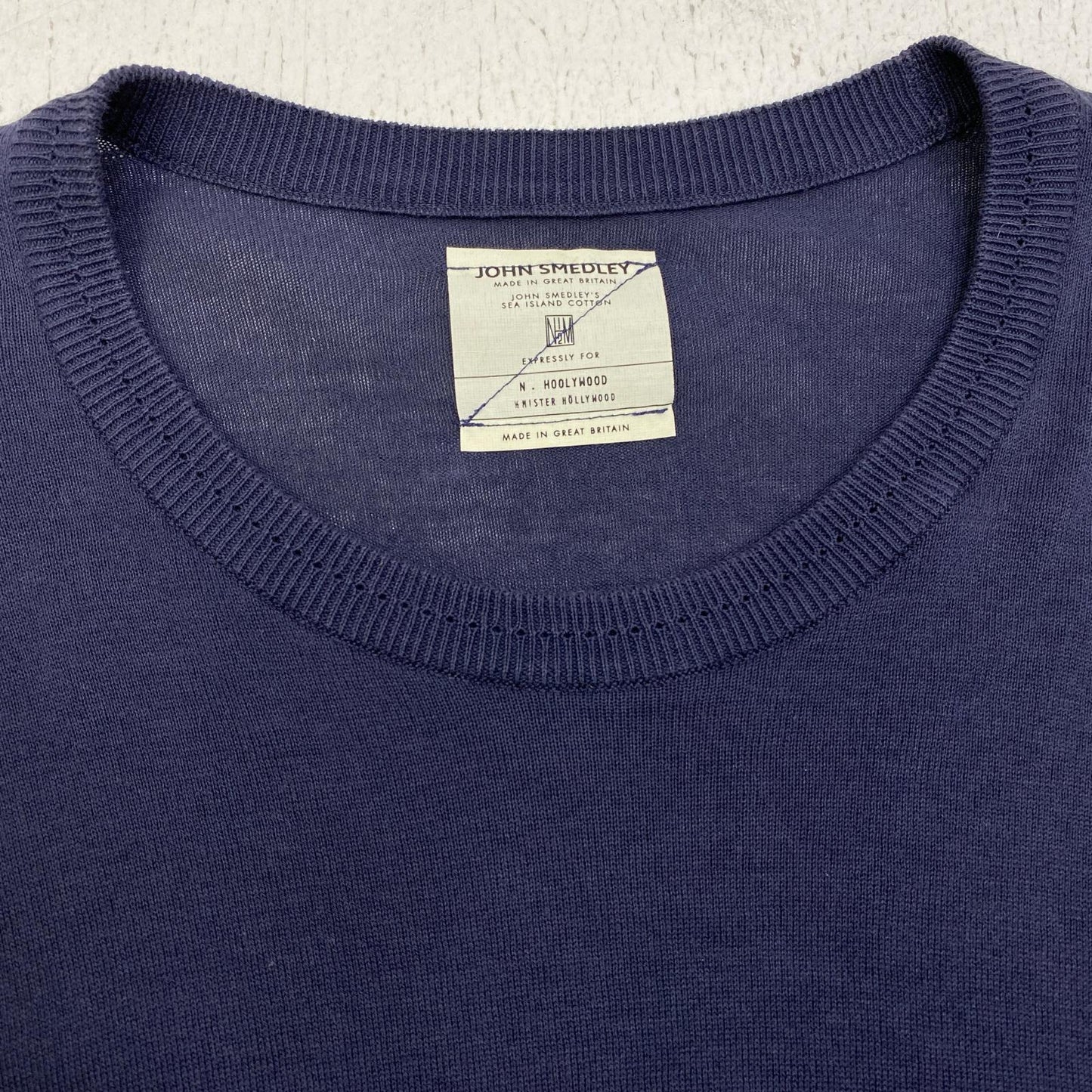 N.HOOLYWOOD | エヌハリウッド × JOHN SMEDLEY COTTON KNIT U ニット 14RCH ネイビー サイズ：38【加古川店】