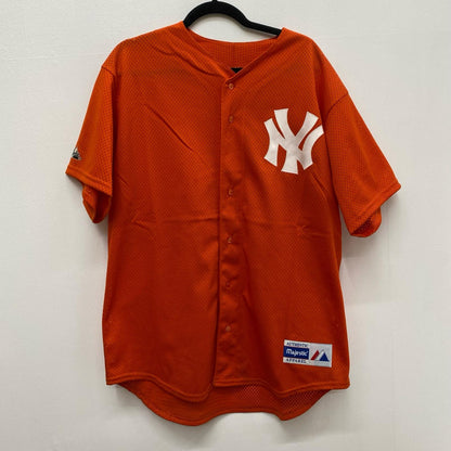 MAJESTIC | マジェスティック MAJESTIC ゲームシャツ カラー:オレンジ ｻｲｽﾞ:L 年式:90S model:NEW YORK YANKEES USA製 半袖シャツ オレンジ サイズ：L【加古川店】