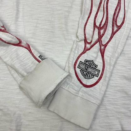 HARLEY-DAVIDSON | ハーレーダビットソン ファイヤーパターン 長袖Ｔシャツ 96208-24AC ホワイト サイズ：M【加古川店】
