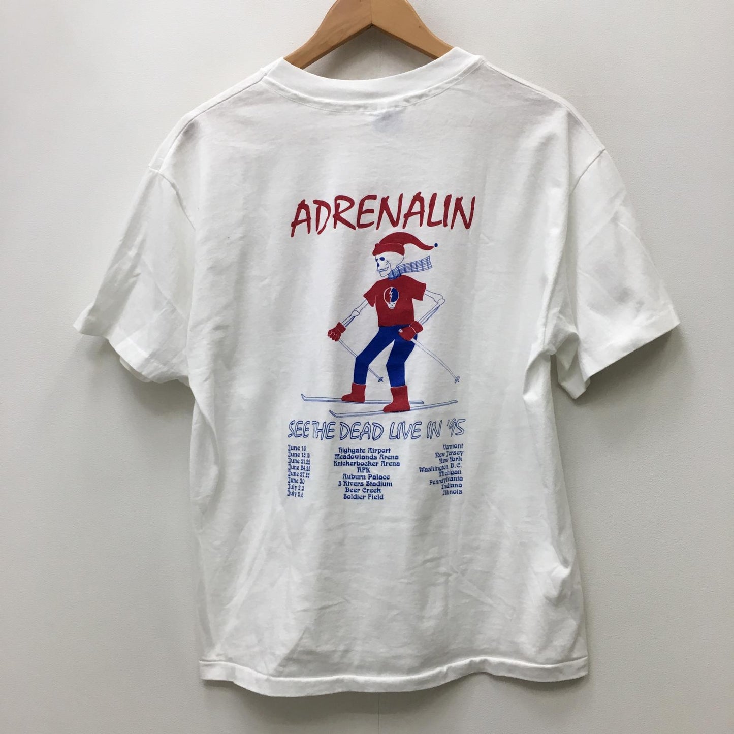 GRATEFUL DEAD:ADRENALIN SEE THE DEAD LIVE IN 1995 半袖Ｔシャツ ホワイト サイズ：L【加古川店】