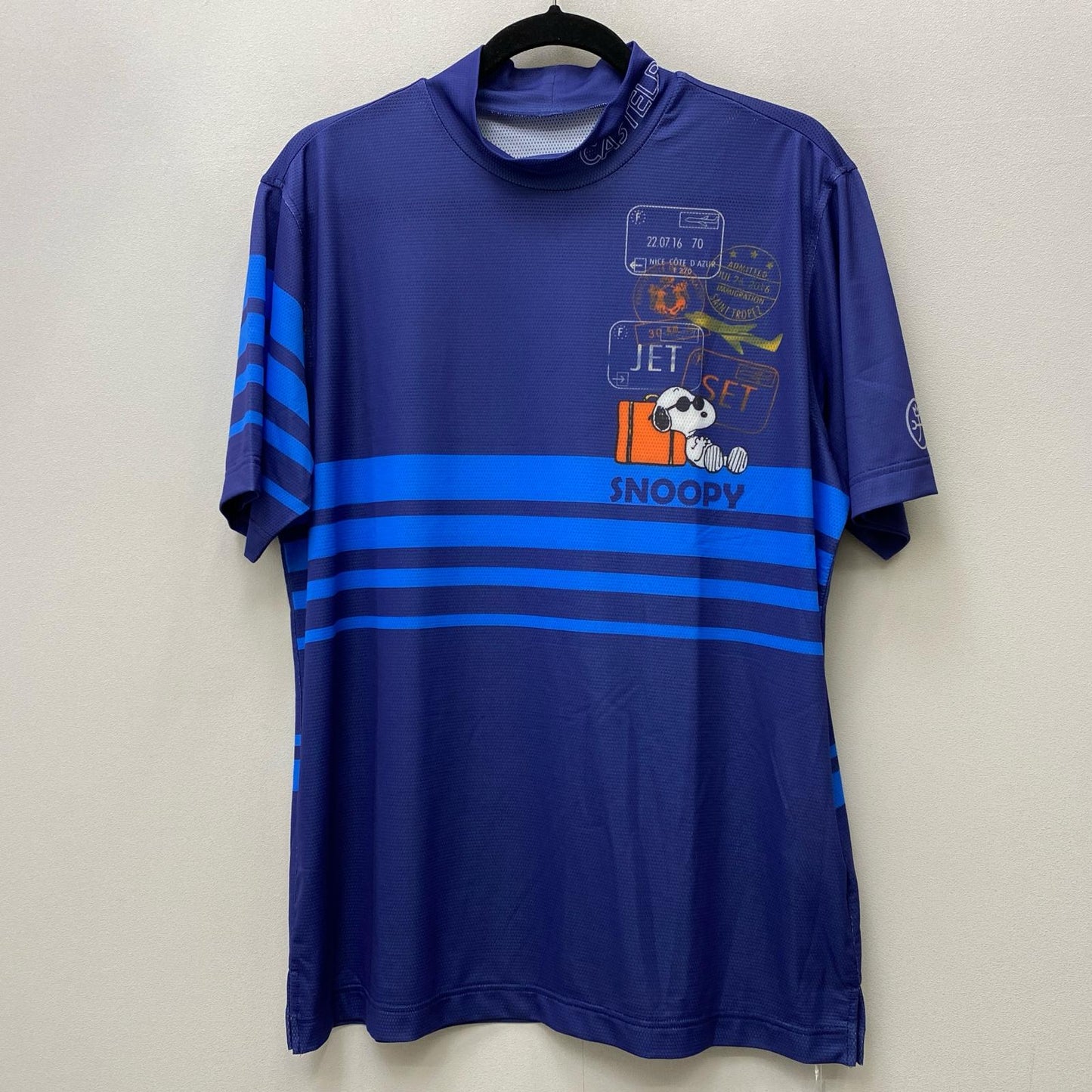 CASTEL BAJAC | カステルバジャック トラベル柄昇華転写モックネック半袖Tシャツ 半袖Ｔシャツ 7235172102 ブルー サイズ：48【加古川店】