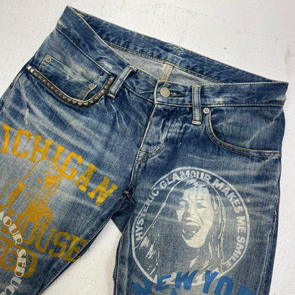 HYSTERIC GLAMOUR | ヒステリックグラマー ヒスデビルガール スタッズデニムパンツ デニムパンツ インディゴ サイズ：XXS【加古川店】