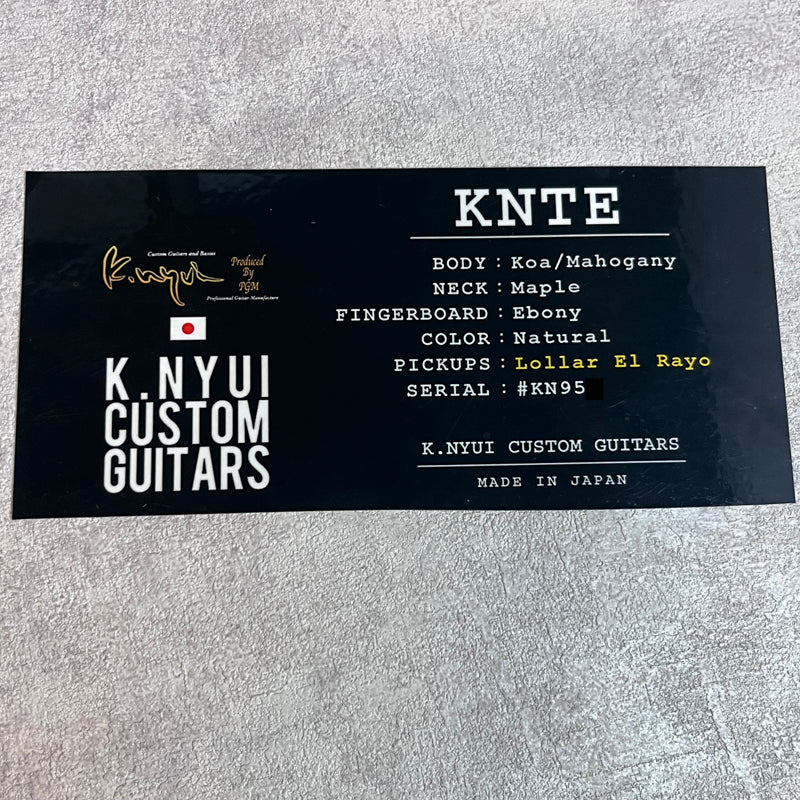K.Nyui Custom Guitars | ケイニュウイ 楽器 KNTE Koa/Mahogany 2016年製【加古川店】