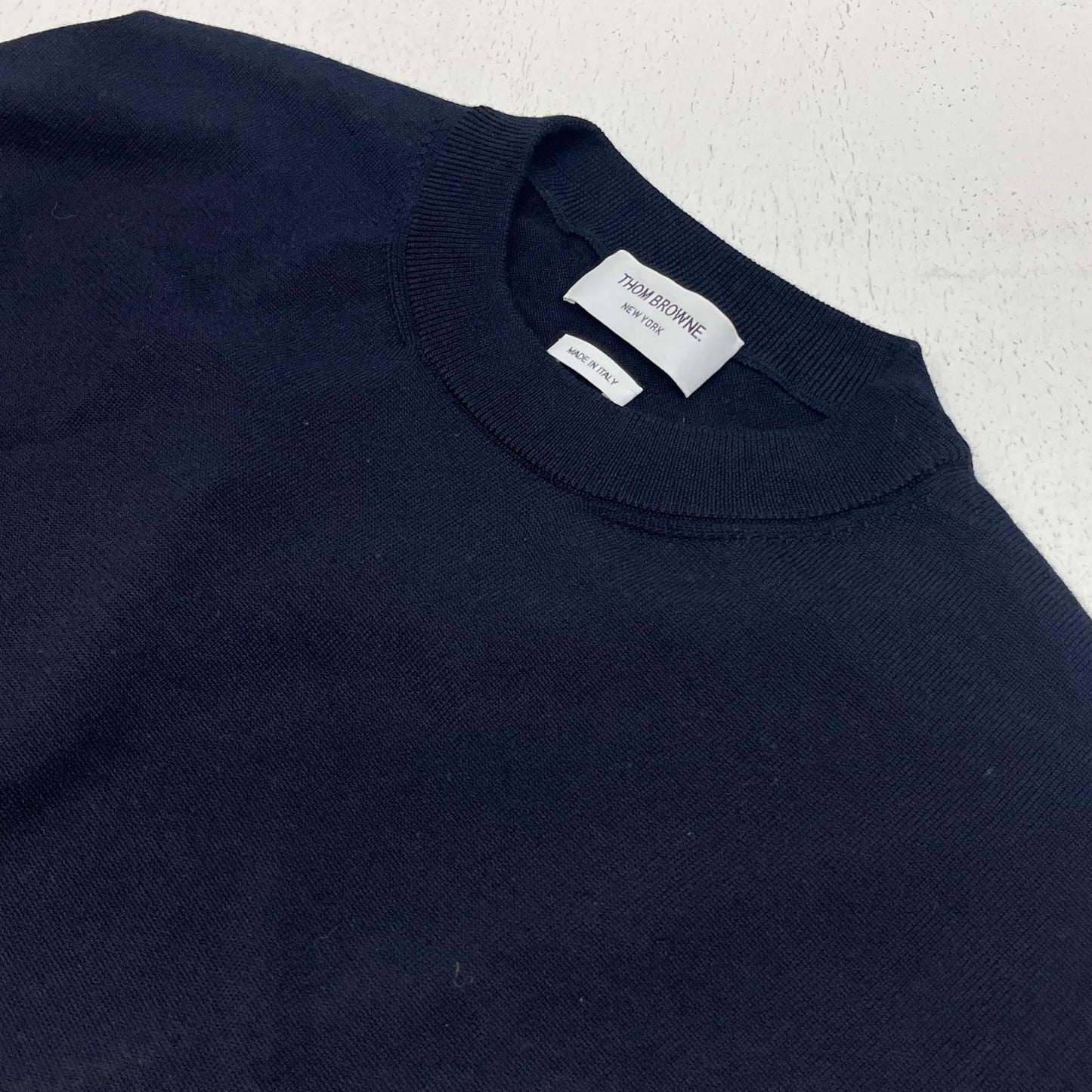 THOM BROWNE. | トムブラウン Merino wool sweater ニット FKA424A-Y1002-415 ネイビー サイズ：38【加古川店】