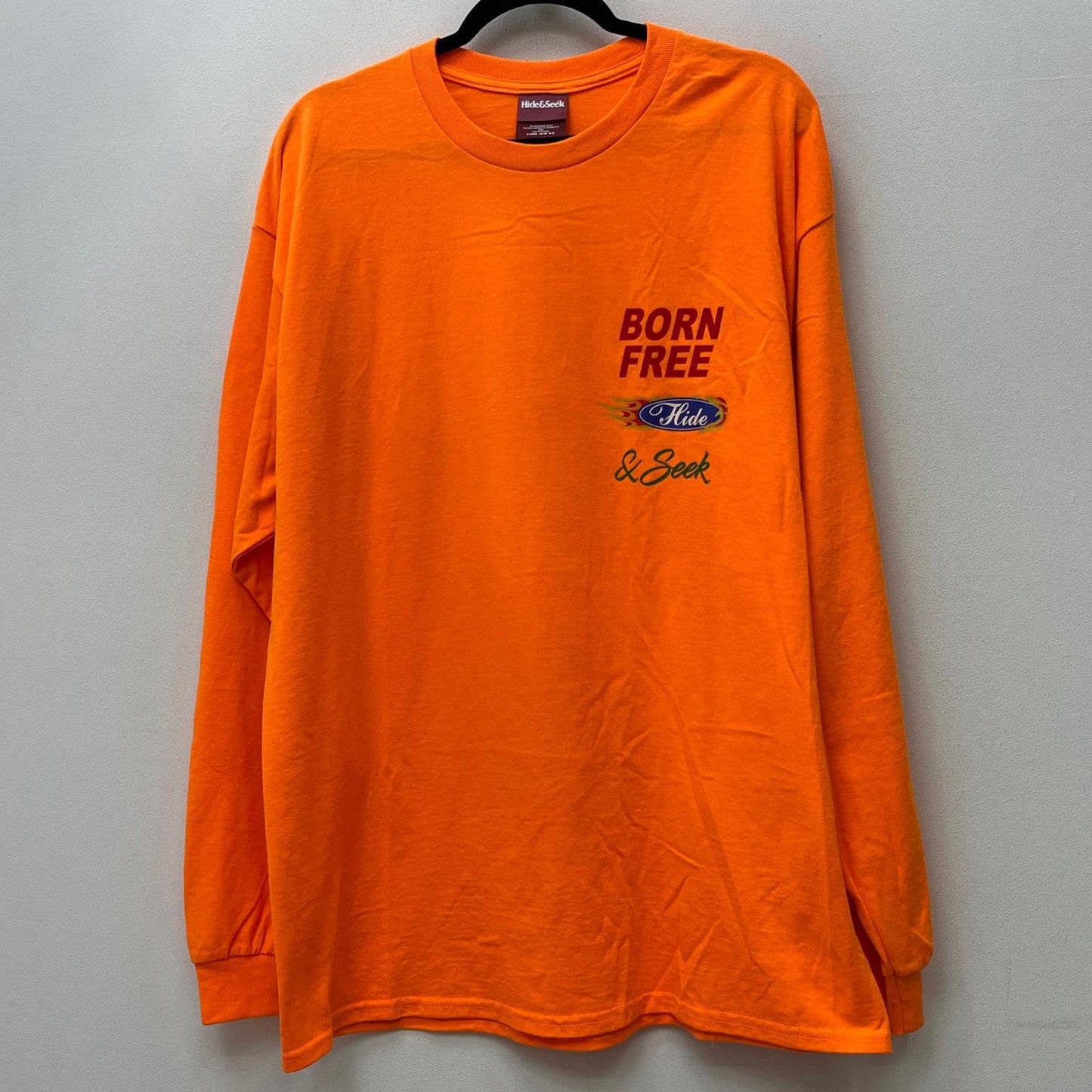 HIDE AND SEEK | ハイドアンドシーク racing l/s tee 長袖Ｔシャツ オレンジ サイズ：XL【加古川店】