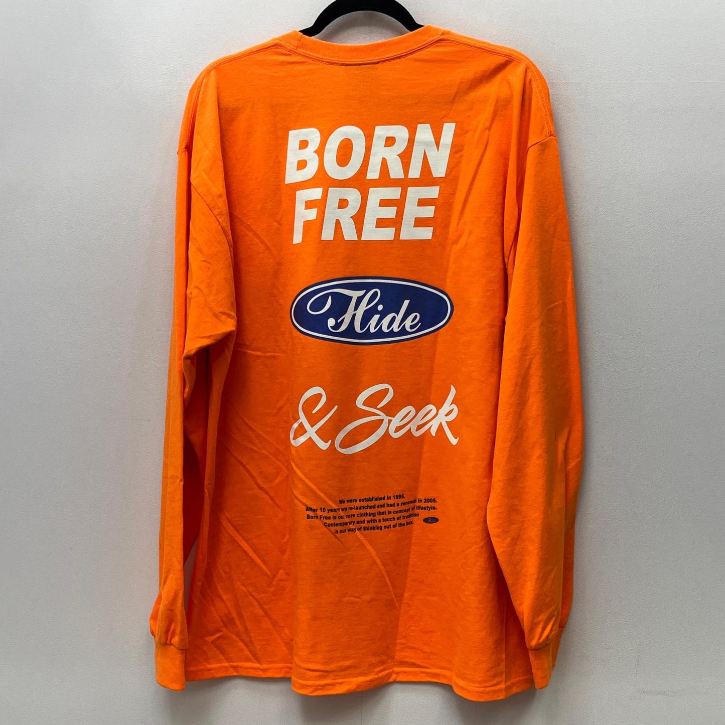 HIDE AND SEEK | ハイドアンドシーク racing l/s tee 長袖Ｔシャツ オレンジ サイズ：XL【加古川店】
