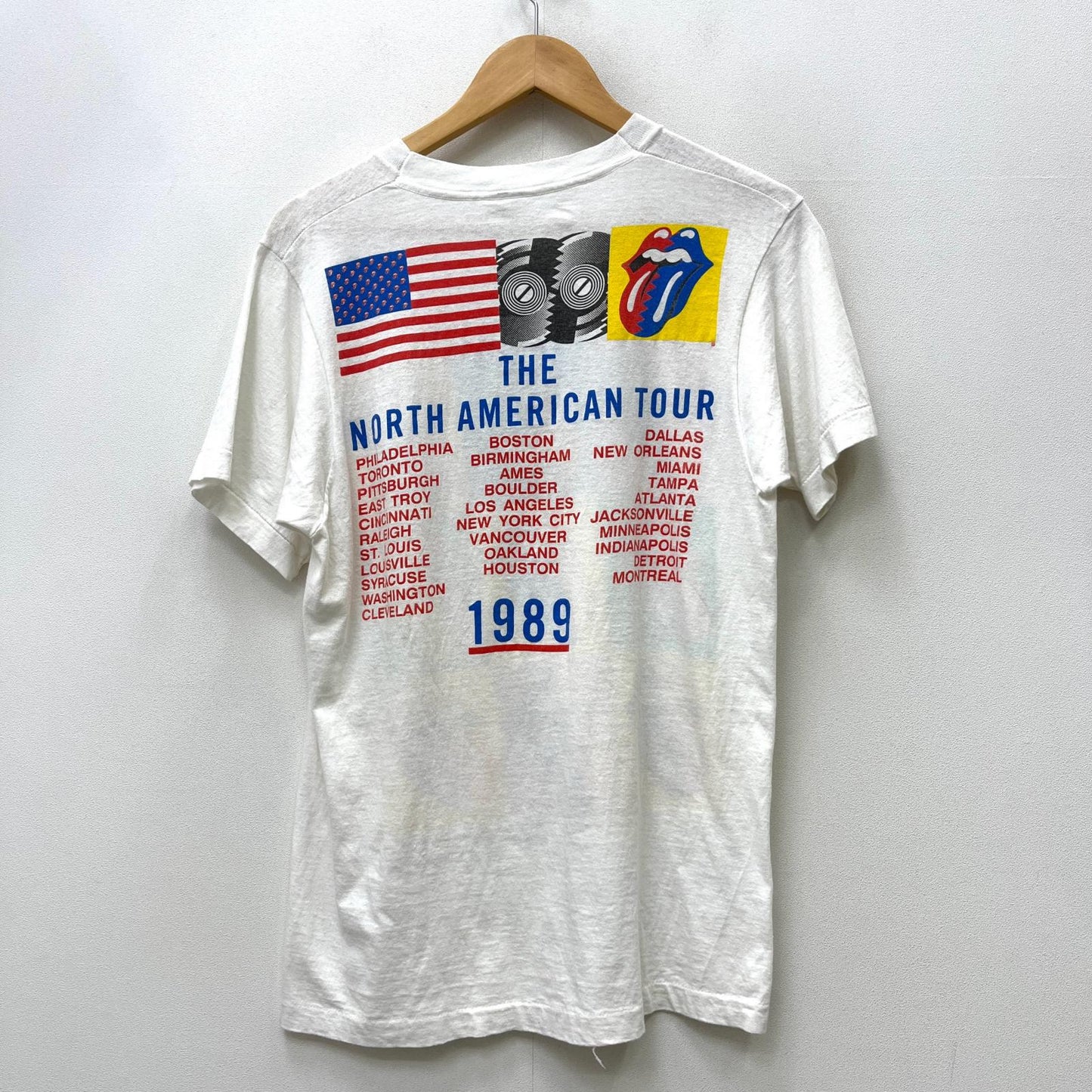 rolling stones/the north american tour 1989 半袖Ｔシャツ fruit of the room 1989年コピーライト ホワイト サイズ：L【加古川店】