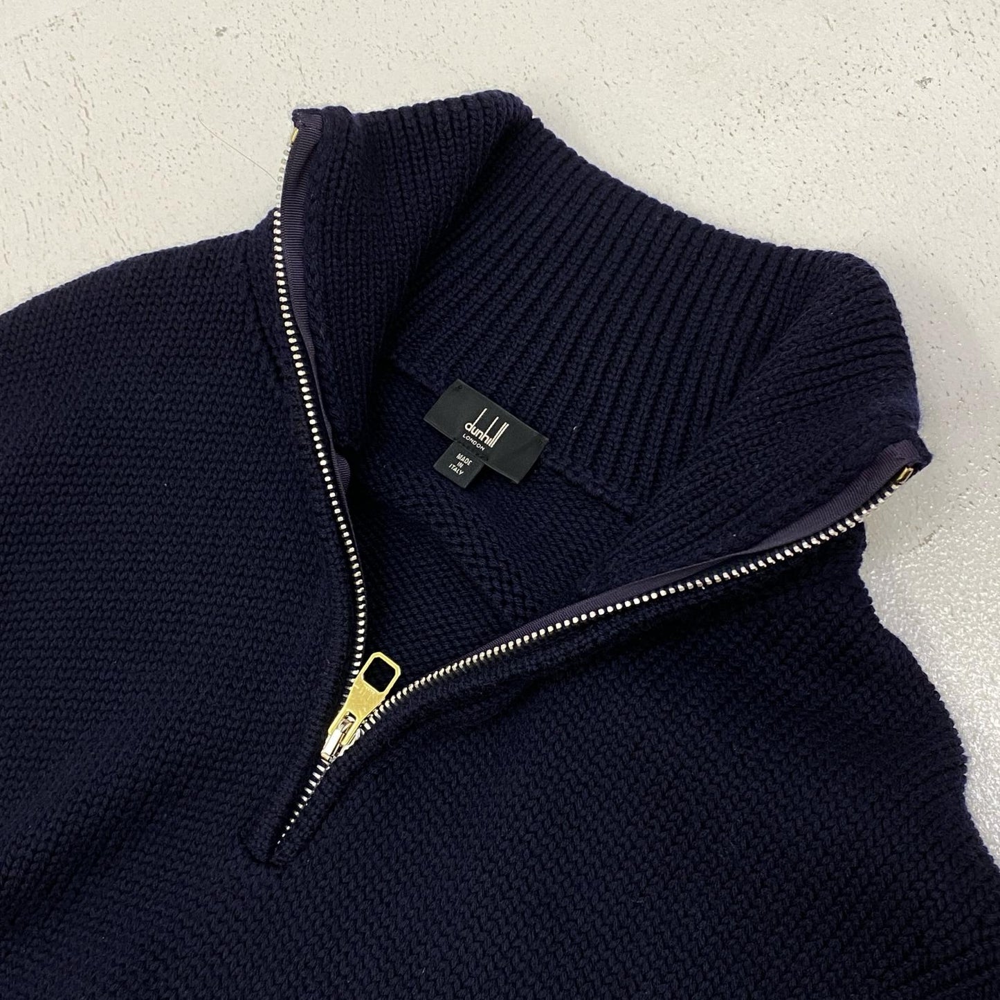 Dunhill | ダンヒル ハーフジップローゲージニット ニット ネイビー サイズ：XL【加古川店】