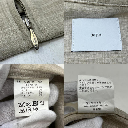 ATHA | アタ PLAIN DOUBLE WEAVE ZIP-UP ブルゾン A-2210-T-03 ベージュ【加古川店】