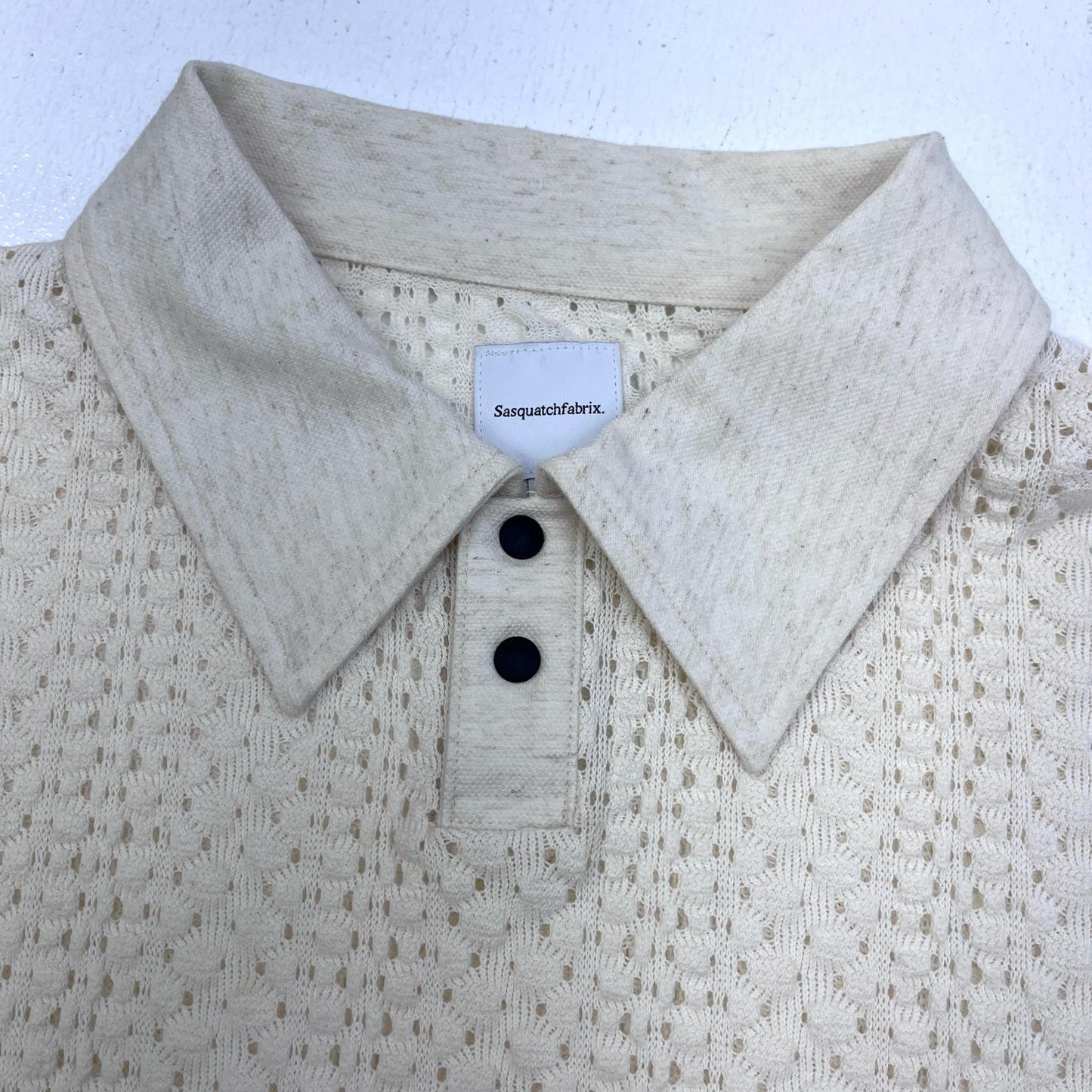 SASQUATCH fabrix | サスクワッチファブリックス BALFOUS LACE POLO SHIRT ポロシャツ 23ss-cst-002 ホワイト サイズ：L【加古川店】