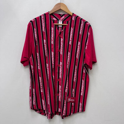 Supreme | シュプリーム Jacquard Logo Baseball Jersey ベースボールシャツ レッド 19SS Mサイズ 半袖シャツ レッド サイズ：M