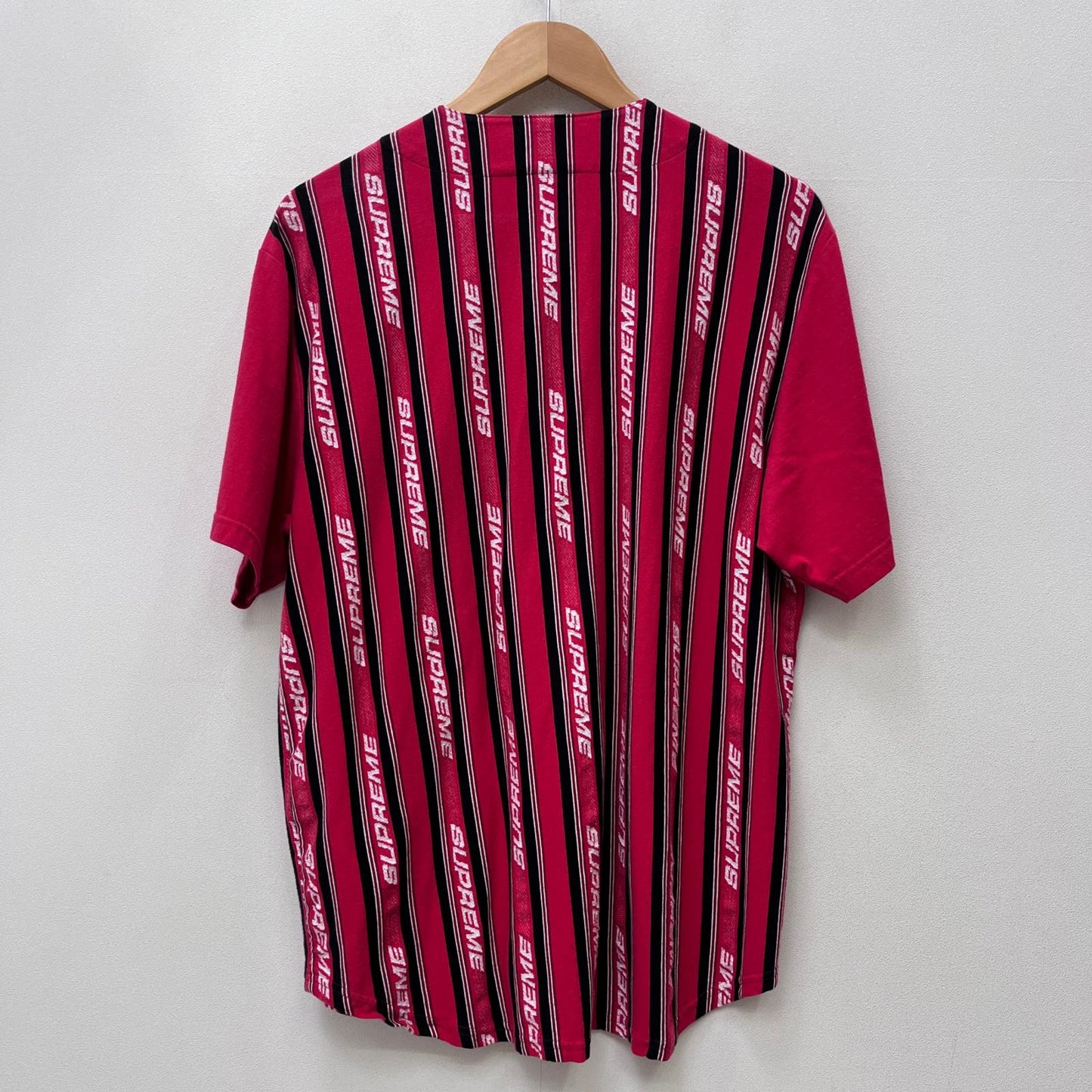 Supreme | シュプリーム Jacquard Logo Baseball Jersey ベースボールシャツ レッド 19SS Mサイズ 半袖シャツ レッド サイズ：M