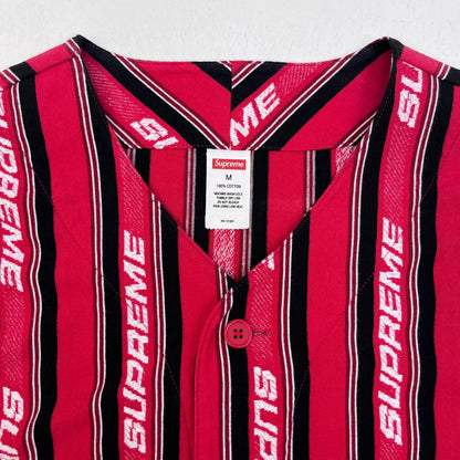 Supreme | シュプリーム Jacquard Logo Baseball Jersey ベースボールシャツ レッド 19SS Mサイズ 半袖シャツ レッド サイズ：M