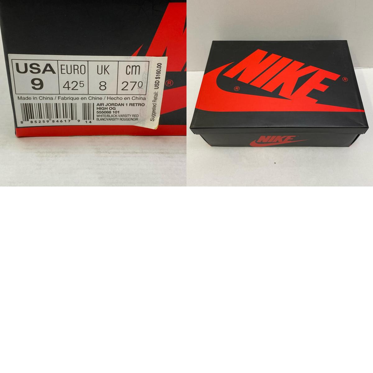 NIKE | ナイキ Air Jordan 1 Retro High スニーカー 555088-101 レッド 27cm【加古川店】