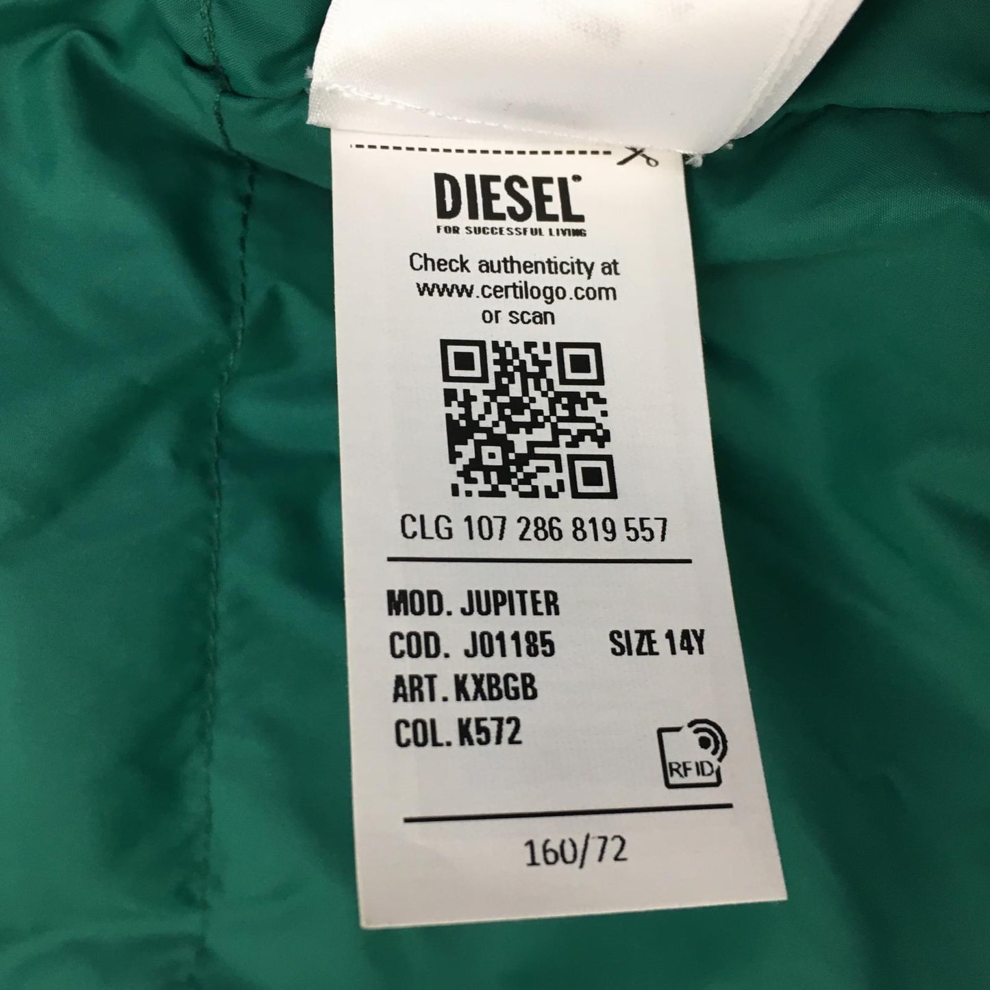 DIESEL | ディーゼル ダウンジャケット J01185 グリーン【加古川店】