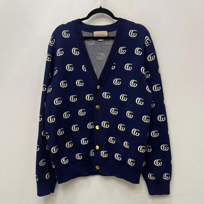 GUCCI | グッチ ダブルGウールジャガードカーディガン　国内正規品 カーディガン 645291 ネイビー サイズ：XL【加古川店】